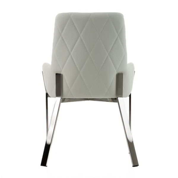 VIG Furniture Robin Modern Bonded Leather Accent Chair With Brushed Stainless Frame, Cushioned Comfort & Stitching White Dining Chair VGVCB8366-WHT