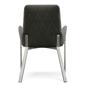 VIG Furniture Robin Modern Bonded Leather Accent Chair With Brushed Stainless Frame, Cushioned Comfort & Stitching Grey Dining Chair VGVCB8366-GRY