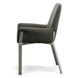 VIG Furniture Robin Modern Bonded Leather Accent Chair With Brushed Stainless Frame, Cushioned Comfort & Stitching Grey Dining Chair VGVCB8366-GRY