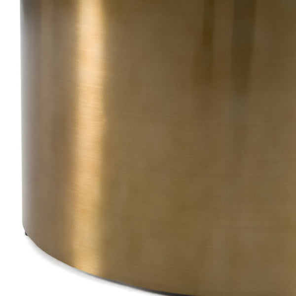 VIG Furniture Rocky Round White Stone Coffee Table With Polished Gold Base, Modern Glam Centerpiece For Living Rooms VGGMM-CT-1360A