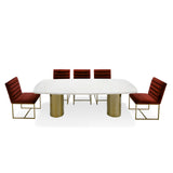 VIG Furniture Modrest Rocky - Glam White Marble & Brush Gold Large Dining Table VGGMM-DT-1360C