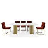 VIG Furniture Modrest Rocky - Glam White Marble & Brush Gold Large Dining Table VGGMM-DT-1360C