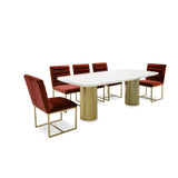 VIG Furniture Modrest Rocky - Glam White Marble & Brush Gold Large Dining Table VGGMM-DT-1360C