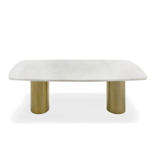 VIG Furniture Modrest Rocky - Glam White Marble & Brush Gold Large Dining Table VGGMM-DT-1360C
