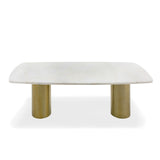 VIG Furniture Modrest Rocky - Glam White Marble & Brush Gold Large Dining Table VGGMM-DT-1360C