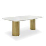 VIG Furniture Modrest Rocky - Glam White Marble & Brush Gold Large Dining Table VGGMM-DT-1360C