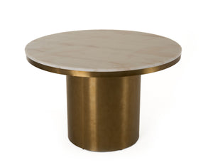 VIG Furniture Modrest Rocky - Glam White Marble & Brush Gold Round Dining Table VGGM-M-DT-1309-RND