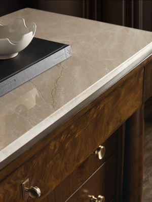 Hooker Furniture Archives Four-Drawer Chest With Castle Grey Marble Top, Figured Walnut Veneers & Cedar-Lined Drawers 6123-90010-89