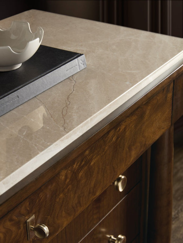 Hooker Furniture Archives Four-Drawer Chest With Castle Grey Marble Top, Figured Walnut Veneers & Cedar-Lined Drawers 6123-90010-89