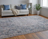 Feizy Rugs Marquette Polyester/Acrylic Machine Made Bohemian & Eclectic Rug Blue/Ivory 6'-7" x 9'-10"