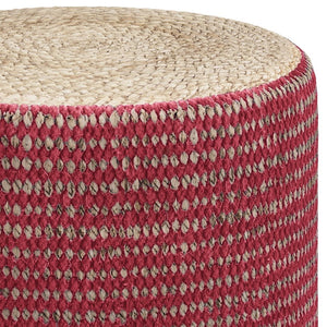 English Elm Larissa Round Braided Pouf — Handcrafted Natural Jute Ottoman, Supportive Seat & Versatile Décor Red B136P159333