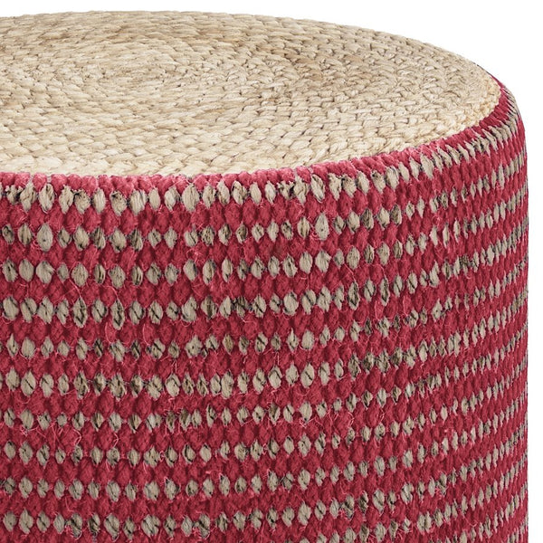 English Elm Larissa Round Braided Pouf — Handcrafted Natural Jute Ottoman, Supportive Seat & Versatile Décor Red B136P159333