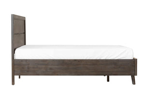 VIG Furniture Roger Acacia Queen Bed With Mid-Century Panel Headboard, Dark Brown Finish & Footboard Drawers VGWDROGER-BRN-BED-Q