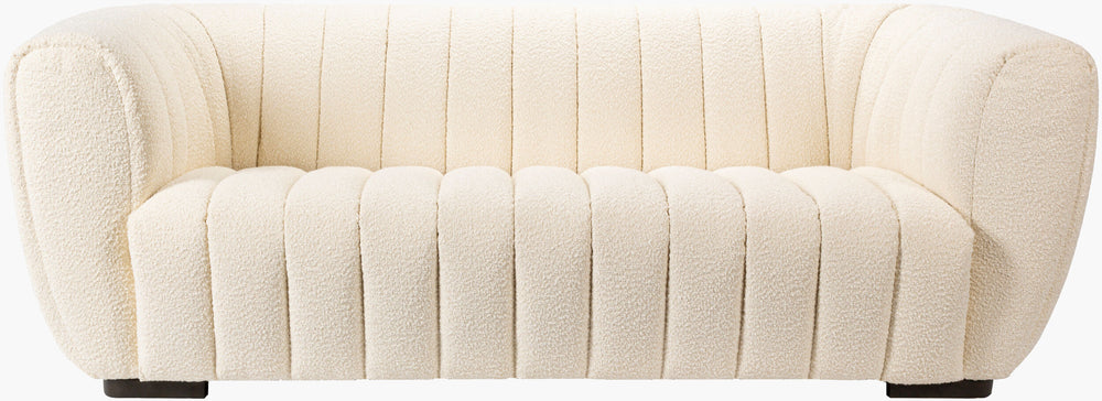 Surya Rochelle Modern 30"H X 87"W X 38"D Sofa - Durable, Stylish, And Comfortable Seating For Your Living Room Upholstery, Cream,Base, Black Polyester,Cotton,Rubber Wood,Dacron,Foam Roh-001