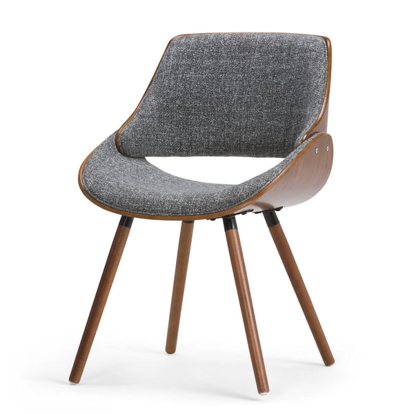 English Elm Malden Bentwood Dining Chair - Elegant Mid-Century Design With Gray Woven Upholstery & Comfort B136P158906