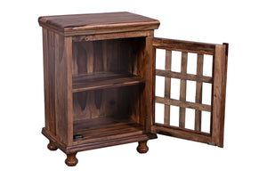 Porter Designs Porter Taos Solid Sheesham Wood Cabinet With Glass Panels – Elegant Brown Bedroom Storage Solution Brown Wood 05-196-26-1085h