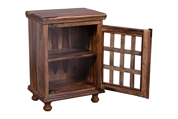 Porter Designs Porter Taos Solid Sheesham Wood Cabinet With Glass Panels – Elegant Brown Bedroom Storage Solution Brown Wood 05-196-26-1085h