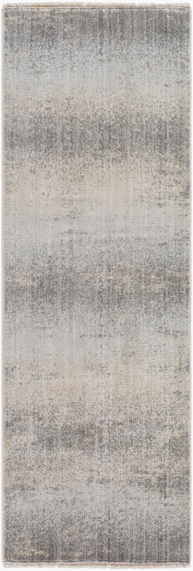 Livabliss Rojin Fringed Polypropylene Runner Rug with Classic Pattern for Hallways and Entryways Oatmeal, Gray 2'6" x 7'3" ROJ2308-2673