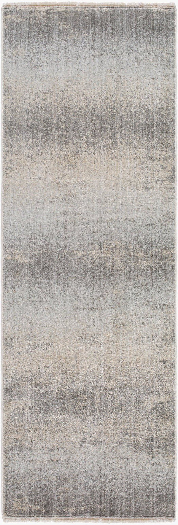 Livabliss Rojin Fringed Polypropylene Runner Rug with Classic Pattern for Hallways and Entryways Oatmeal, Gray 2'6" x 7'3" ROJ2308-2673