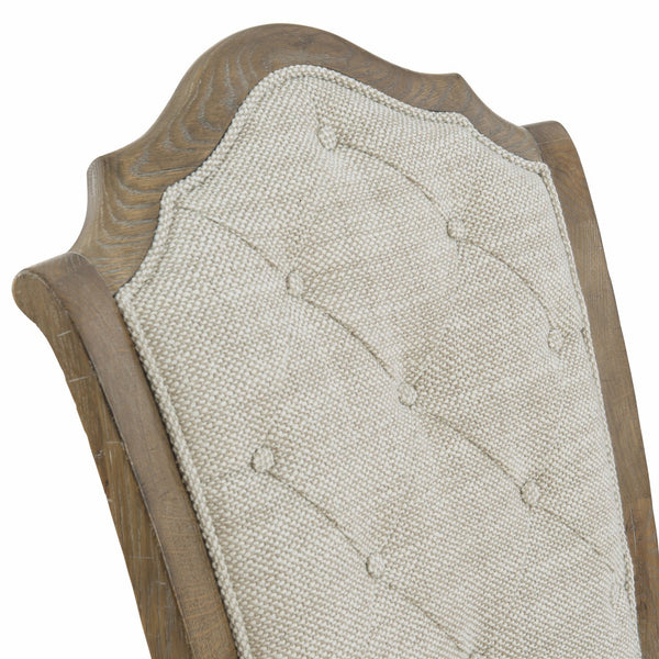 Bernhardt Bernhardt Rustic Patina Side Chair Peppercorn — Weathered White Oak, Button-Tufted, Casual Traditional Elegance 387561D