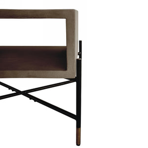 VIG Furniture Walker Concrete & Metal Coffee Table With Open Shelf, Brass Leg Tips, Industrial Modern Accent VGLBROKY-CF63