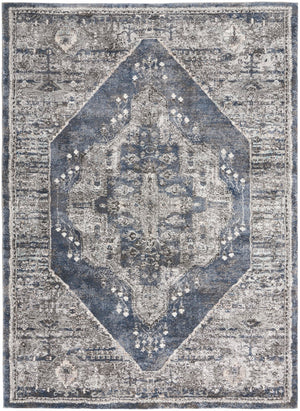 Nourison American Manor AMR02 Machine Made Power-loomed Narrow Border Indoor Only Farmhouse Vintage Rug Blue, Blue 82% Polypropylene,18% Polyester 99446883032