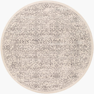 Livabliss Roma Traditional Polypropylene Area Rug Turkey Woven for Living and Dining Rooms White, Medium G 6'7" x 6'7" Round ROM2300-67RD