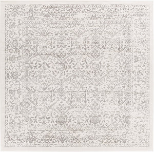 Livabliss Roma Traditional Polypropylene Area Rug Turkey Woven for Living and Dining Rooms White, Medium G 6'7" x 6'7" Square ROM2300-67SQ