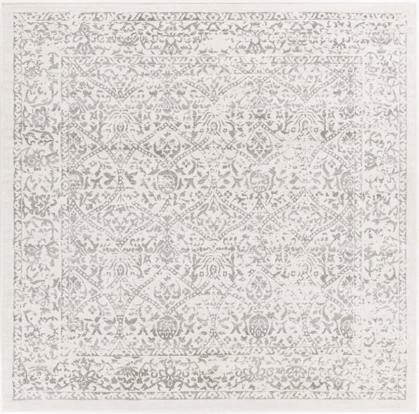Livabliss Roma Traditional Polypropylene Area Rug Turkey Woven for Living and Dining Rooms White, Medium G 6'7" x 6'7" Square ROM2300-67SQ