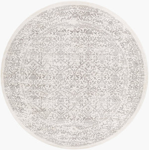 Livabliss Roma Traditional Polypropylene Area Rug Turkey Woven for Living and Dining Rooms White, Medium G 7'10" x 7'10" Round ROM2300-710RD