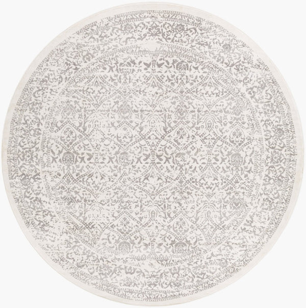 Livabliss Roma Traditional Polypropylene Area Rug Turkey Woven for Living and Dining Rooms White, Medium G 7'10" x 7'10" Round ROM2300-710RD