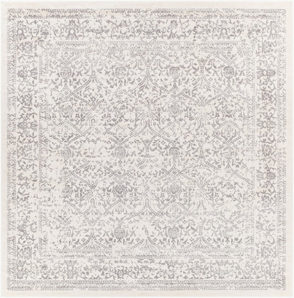 Livabliss Roma Traditional Polypropylene Area Rug Turkey Woven for Living and Dining Rooms White, Medium G 7'10" x 7'10" Square ROM2300-710SQ