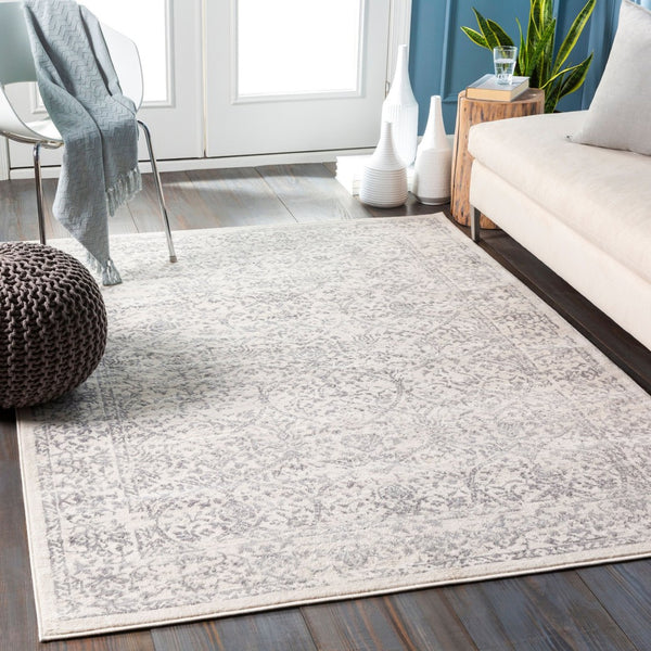 Livabliss Roma Traditional Polypropylene Area Rug Turkey Woven for Living and Dining Rooms White, Medium G 6'7" x 6'7" Square ROM2300-67SQ