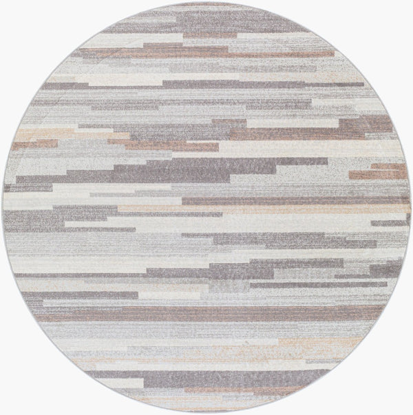 Livabliss Roma Machine Woven Polypropylene Area Rug Geometric Living Room Floor Accent Turkey Charcoal, Gray 6'7" x 6'7" Round ROM2302-67RD
