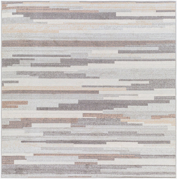 Livabliss Roma Machine Woven Polypropylene Area Rug Geometric Living Room Floor Accent Turkey Charcoal, Gray 6'7" x 6'7" Square ROM2302-67SQ
