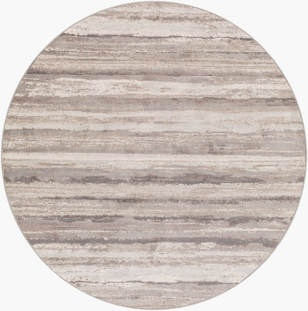 Livabliss Roma Machine Woven Polypropylene Area Rug Bold Contemporary Design for Living Spaces Charcoal, Tan 6'7" x 6'7" Round ROM2306-67RD