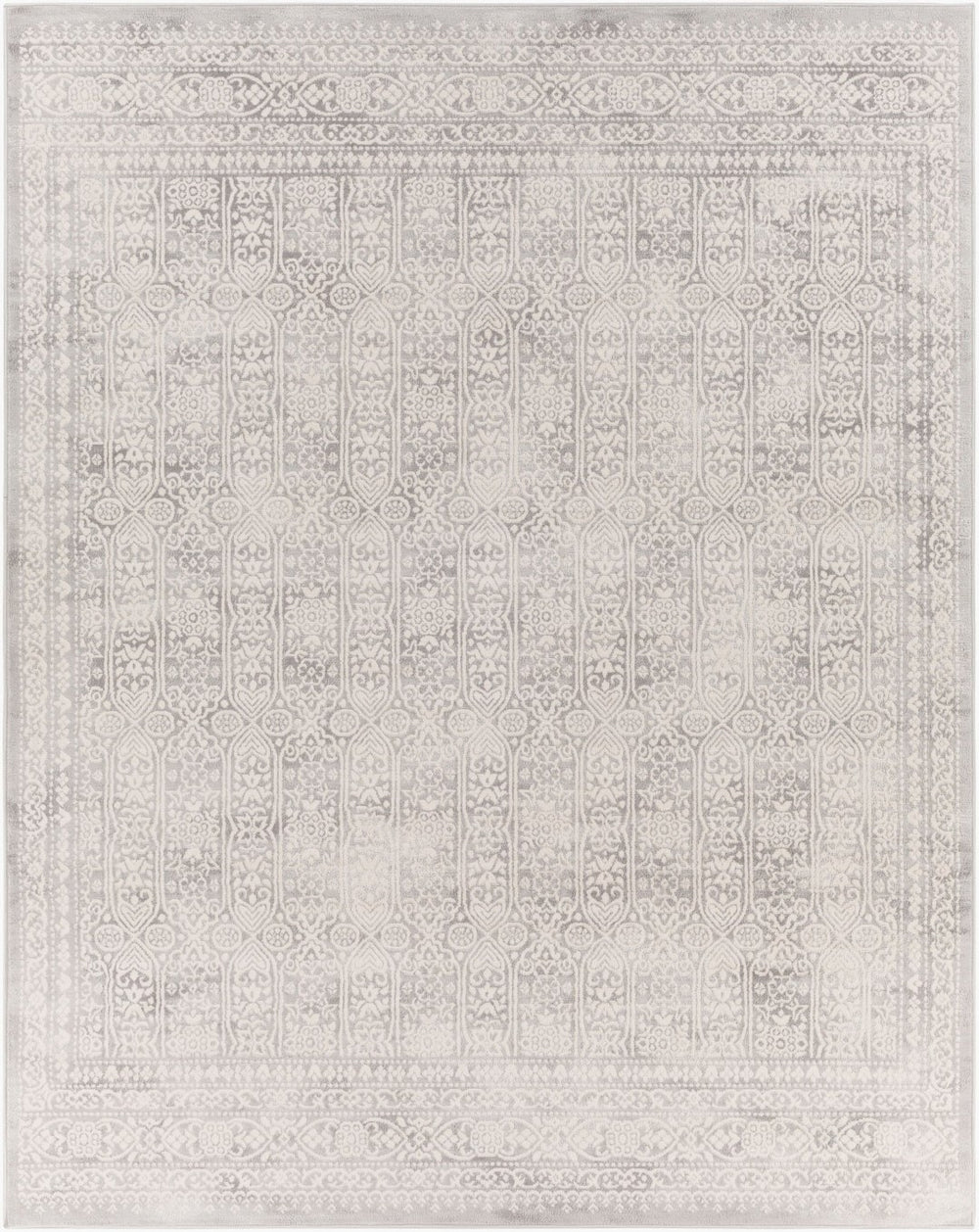 Livabliss Roma Traditional Turkish Pattern Polypropylene Area Rug for Living Room or Dining Space White, Light Gr 7'10" x 10' ROM2307-71010