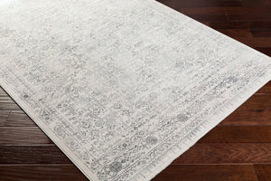 Livabliss Roma Traditional Polypropylene Area Rug for Living Room High Traffic Spaces Light Slate, Cr 6'7" x 6'7" Round ROM2308-67RD