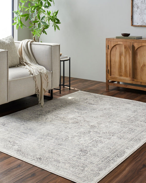 Livabliss Roma Traditional Polypropylene Area Rug for Living Room High Traffic Spaces Light Slate, Cr 6'7" x 6'7" Square ROM2308-67SQ