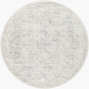 Livabliss Roma Traditional Polypropylene Area Rug for Living Room High Traffic Spaces Light Slate, Cr 6'7" x 6'7" Round ROM2308-67RD