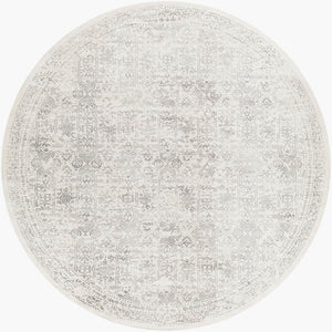 Livabliss Roma Traditional Polypropylene Area Rug for Living Room High Traffic Spaces Light Slate, Cr 7'10" x 7'10" Round ROM2308-710RD