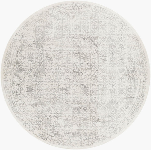 Livabliss Roma Traditional Polypropylene Area Rug for Living Room High Traffic Spaces Light Slate, Cr 7'10" x 7'10" Round ROM2308-710RD