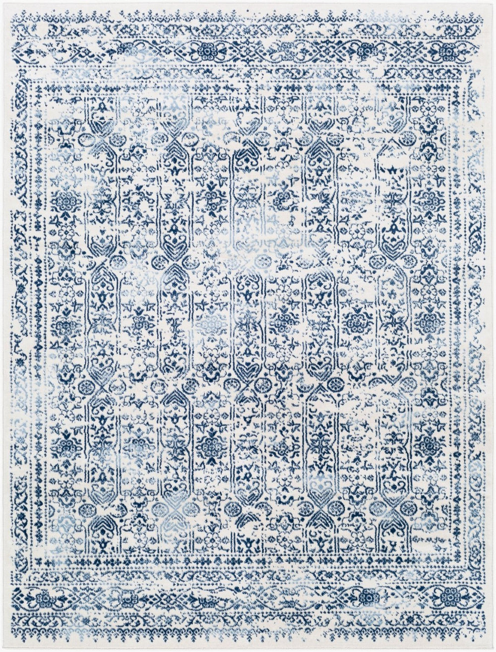 Livabliss Roma Traditional Medallion Polypropylene Area Rug for Living Room or Hallway Decor Dark Blue, Ligh 5'3" x 7'1" ROM2309-5371