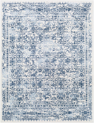 Livabliss Roma Traditional Medallion Polypropylene Area Rug for Living Room or Hallway Decor Dark Blue, Ligh 5'3" x 7'1" ROM2309-5371