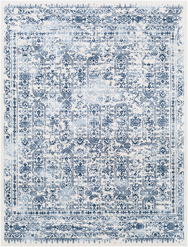 Livabliss Roma Traditional Medallion Polypropylene Area Rug for Living Room or Hallway Decor Dark Blue, Ligh 5'3" x 7'1" ROM2309-5371