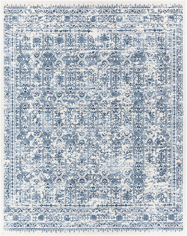 Livabliss Roma Traditional Medallion Polypropylene Area Rug for Living Room or Hallway Decor Dark Blue, Ligh 7'10" x 10' ROM2309-71010