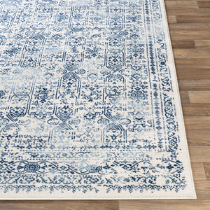 Livabliss Roma Traditional Medallion Polypropylene Area Rug for Living Room or Hallway Decor Dark Blue, Ligh 5'3" x 7'1" ROM2309-5371