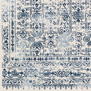 Livabliss Roma Traditional Medallion Polypropylene Area Rug for Living Room or Hallway Decor Dark Blue, Ligh 5'3" x 7'1" ROM2309-5371