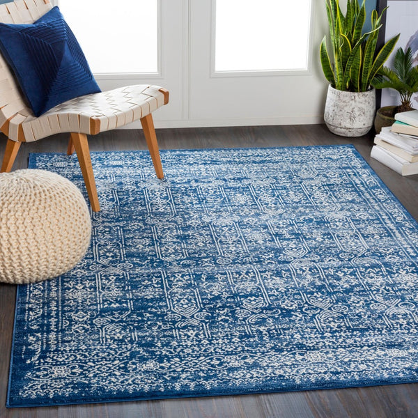 Livabliss Roma Medallion Area Rug Polypropylene Woven Traditional Style for Living Dining Rooms Dark Blue, Ligh 8'11" x 12'4" ROM2310-9123