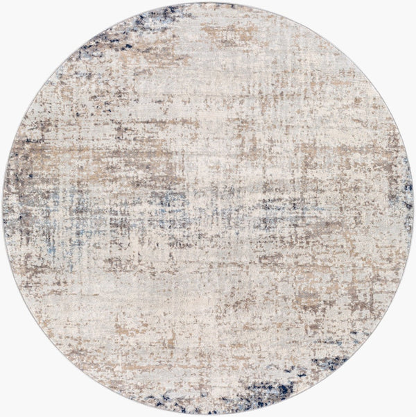 Livabliss Roma Machine Woven Polypropylene Area Rug Minimalist Modern Style for Large Living Rooms Light Gray, Ivo 6'7" x 6'7" Round ROM2315-67RD